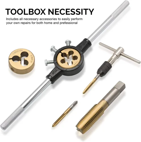 Miniatura 3 de NEIKO 00916A Juego de Machos y Terrajas SAE de Titanio de Gran Diámetro de Grado Profesional, Kit de Reparación de Roscas de Alta Calidad, Juego