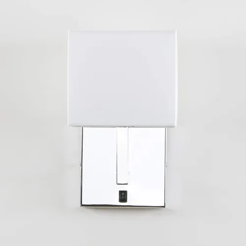Miniatura 7 de PERMO Lámpara de pared individual con acabado cromado con pantallas textiles blancas y botón de interruptor de encendido/apagado, pequeñas lámparas
