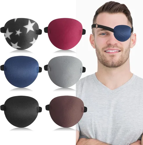Miniatura 8 de 6 piezas de parches oculares, parches oculares ajustables suaves para adultos y niños, parche ocular médico para ambliopía y ojo vago, para ojos