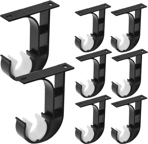 Miniatura 9 de Paquete de 4 soportes para barra de cortina de techo, soportes resistentes para cortineros, ganchos para barra de cortina de techo, soportes