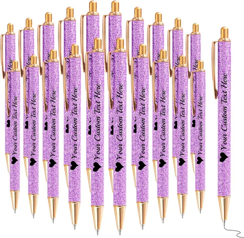 Miniatura 12 de Bolígrafos con purpurina personalizados con nombre, bolígrafos bonitos y bonitos personalizados, bolígrafos retráctiles de tinta negra, suministros