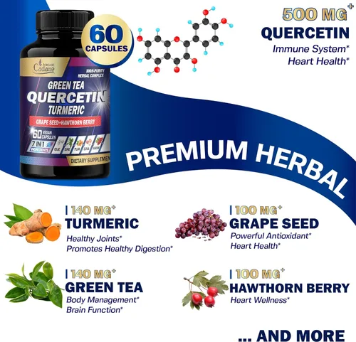 Miniatura 7 de Organic Cadane Suplementos de quercetina - 60 cápsulas de superalimentos