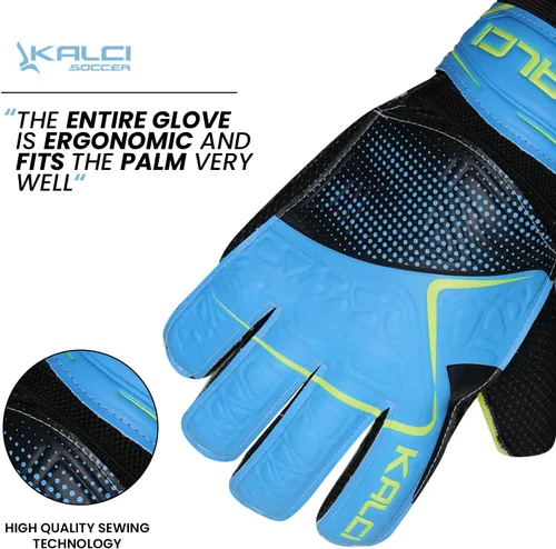 Miniatura 5 de Kalci Guantes de portero de fútbol para niños y jóvenes, guantes de portero para jugadores de campo para niños y niñas, en relieve, antideslizantes
