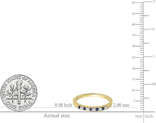 Miniatura 5 de Dazzlingrock Collection Anillo apilable redondo de oro de 10 quilates con zafiro azul y diamante blanco para mujer