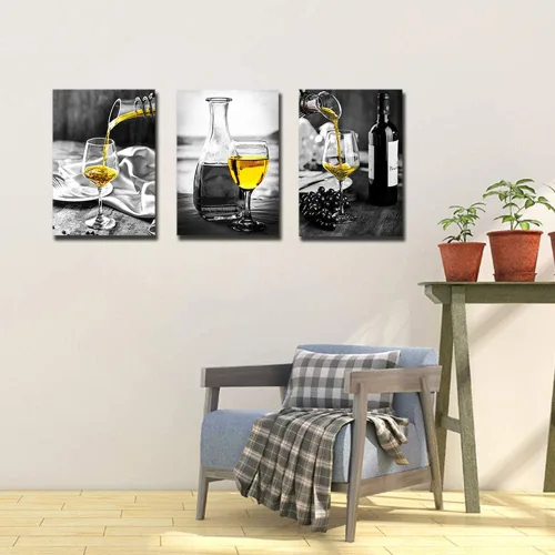 Miniatura 5 de Lienzo de pared para sala de estar, diseño de rosas blancas y negras, color azul, listo para colgar