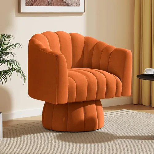 Dewhut Silla de Acento de Mediados de Siglo Silla Giratoria de 360 Grados, Sillón Moderno Silla Redonda Tipo Barril con Tapizado Ancho, Sillas de