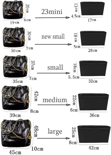 Miniatura 2 de Lckaey Organizador de bolso Inserto para 22 bolsas mini rectángulo 23S bolsa inserto organizador 2001black-23Smini