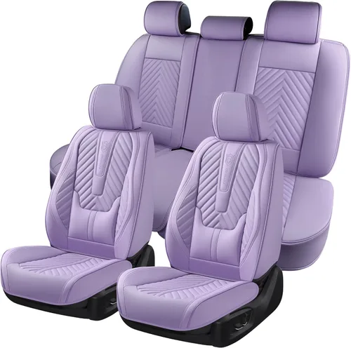 Miniatura 30 de Coverado Fundas de asiento de automóvil, juego completo de fundas de asiento de cuero sintético, fundas protectoras de asiento de lujo, ajuste Rojo