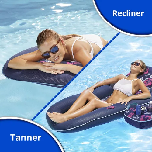 Miniatura 2 de Aqua Campania Ultimate 2-in-1 Pool Float Lounge – Extra Large – Inflatable Pool Floats for Adults with Adjustable Backrest & Cupholder Caddy