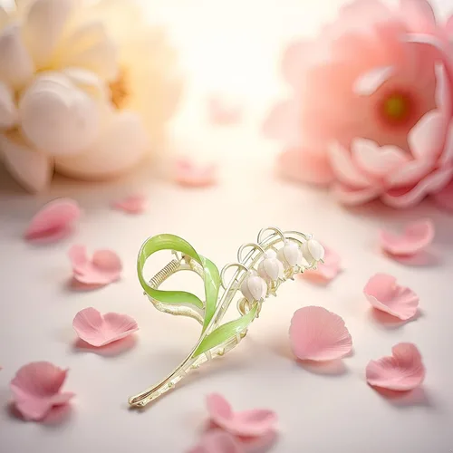 Miniatura 6 de Pink Lily of The Valley - Pinzas para el cabello, orquídeas grandes, antideslizantes, fuertes pinzas de metal, garras de pelo de acetato, bonitos