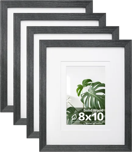 Miniatura 42 de Egofine - Juego de 4 portarretratos 8 x 10 pulgadas de madera maciza y cubierta de plexiglás de 4 x 6/5 x 7 pulgadas con paspartú u 8 x 10 pulgadas