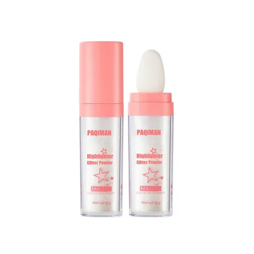 Polvo de resaltado con purpurina, maquillaje para iluminar el rostro natural tridimensional en polvo para resaltador de mejillas. (color n.º 1,
