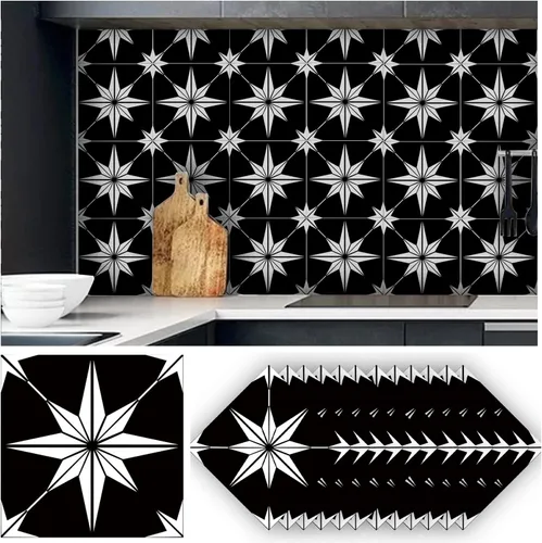 Miniatura 8 de Alwayspon 12 calcomanías mate para azulejos de pared, despegar y pegar, calcomanías de vinilo autoadhesivas para azulejos de cocina y baño, 6 x 6