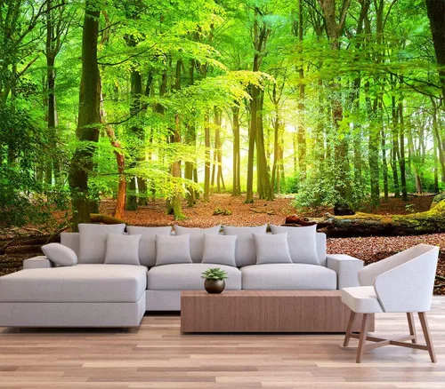 Miniatura 29 de Reyhui - Mural de pared con imagen de bosque y arroyo, papel tapiz grande con escena natural para dormitorio, sala de estar, fondo de TV, sofá