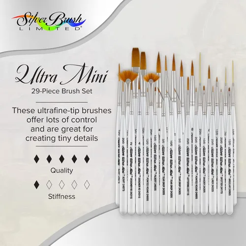 Miniatura 2 de Silver Brush UMS-2429S Ultra Mini - Juego de brochas completas, 29 por paquete Juego completo