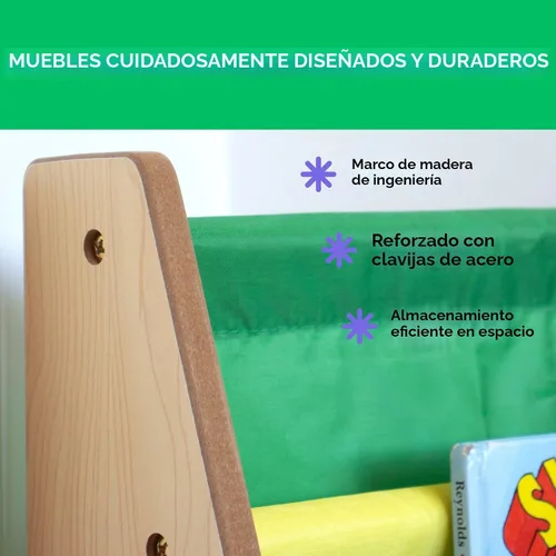 Miniatura 6 de Tot Tutores WO697 Colección de amigos, librería de almacenamiento en bastidor de libros para niños, blanco, rosa y púrpura, Madera, Natural/Primario