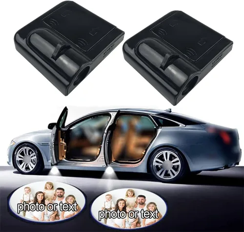 2 luces láser LED inalámbricas de cortesía de bienvenida para puerta de auto con calavera - Se acepta logotipo personalizado