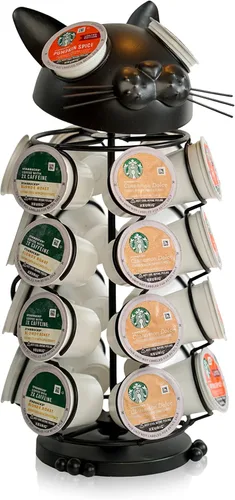 Made Easy Kit - Organizador de almacenamiento en carrusel de 360 cápsulas de café, compatible con cápsulas Keurig K-Pods K-Cups, organizador de Gato