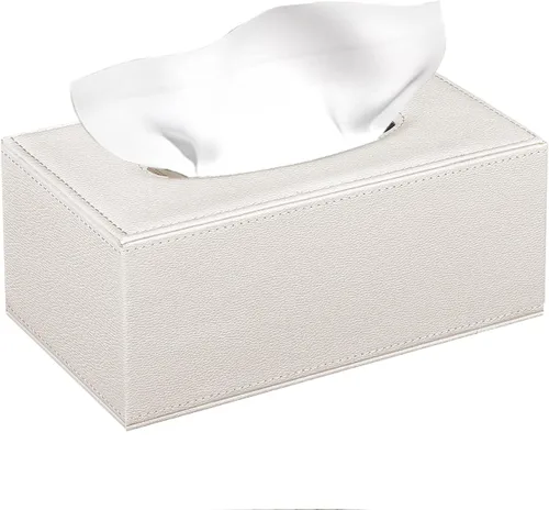Miniatura 14 de Funda rectangular de cuero para caja de pañuelos, soporte de caja de pañuelos moderno rectangular para toallas de papel, dispensador de pañuelos