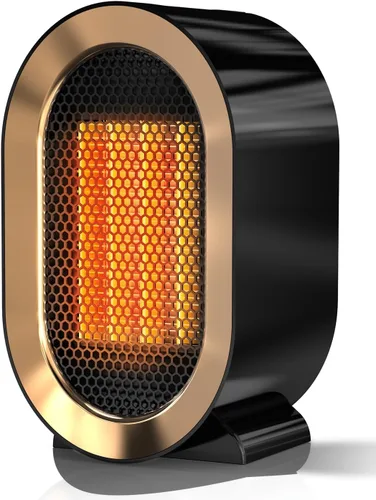 QQT Calentador de espacio eléctrico, calentadores de espacio portátiles de bajo consumo para uso en interiores, ventilador portátil de dos Negro