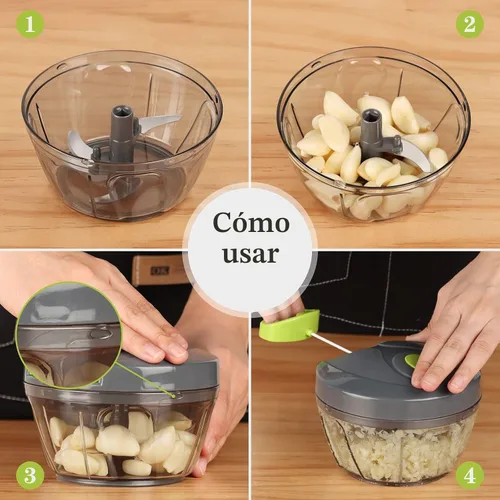 Miniatura 4 de Picador manual de alimentos, cortador de verduras, picador con cordón para cebollas, frutas y nueces, duradero, material seguro para alimentos sin