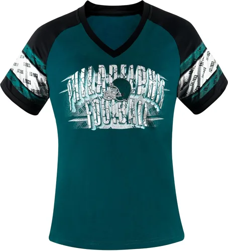 Miniatura 8 de Camisetas raglán Athletic City para mujeres fanáticos del fútbol - Azul marino y blanco