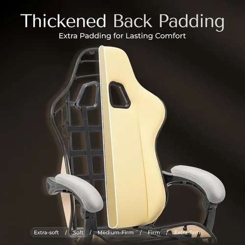 Miniatura 5 de Silla de juegos de tela con resorte de bolsillo, silla ergonómica de respaldo alto para videojuegos con reposapiés, soporte lumbar de masaje, silla