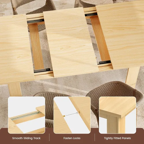 Miniatura 4 de Miereirl Mesa de comedor extensible de 59 a 77 pulgadas para 6 a 8, mesa de cocina rectangular que ahorra espacio con extensión fácil de sacar
