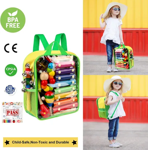 Miniatura 8 de Instrumentos musicales para niños, 33 piezas, 18 tipos, instrumentos de percusión de madera, pandereta, xilófono, juguetes para niños, educación