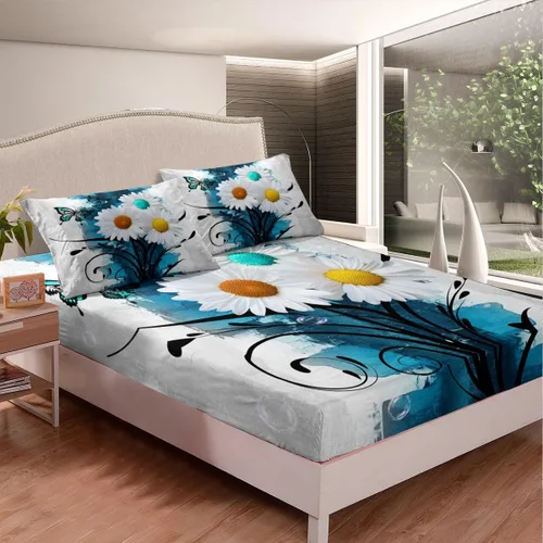 Miniatura 4 de Erosebridal Juego de sábanas turquesa tamaño individual para niñas y mujeres, juego de sábanas color verde azulado y gris degradado para adultos