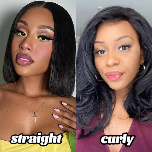 Miniatura 5 de 180% Density Bob Wig Human Hair 13x4 HD Transparent Lace Frontal Wigs Pre Plucked Bleached Knots Glueless Wig Short Straight Bob Wigs for Black