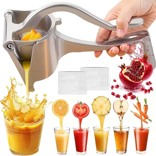 Exprimidor manual de aluminio, prensa manual mejorada con agarre ergonómico, fácil de usar y limpiar, eficiente extractor de jugo de cítricos y