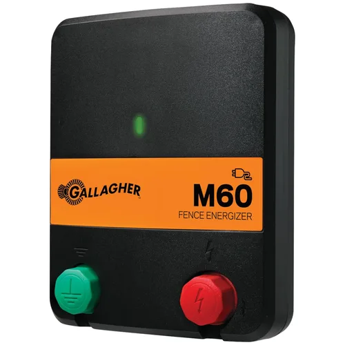 Gallagher Cargador eléctrico para valla M60 | Energizador enchufable de 110 V para hasta 20 acres o 5 millas | Esgrimizador de baja impedancia para