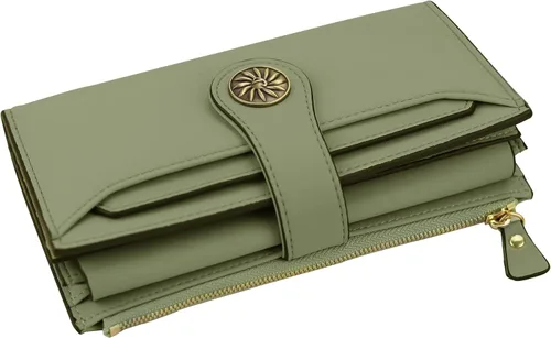 Miniatura 5 de Travelambo - Cartera de piel auténtica encerada con bloqueo de identificación de radiofrecuencia RFID para mujer con gran capacidad bolso de mano