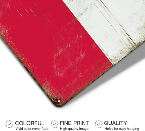 Miniatura 3 de Letrero de metal con bandera de país internacional, bandera de Polonia, regalo de bandera de Polonia, letreros de aluminio envejecidos