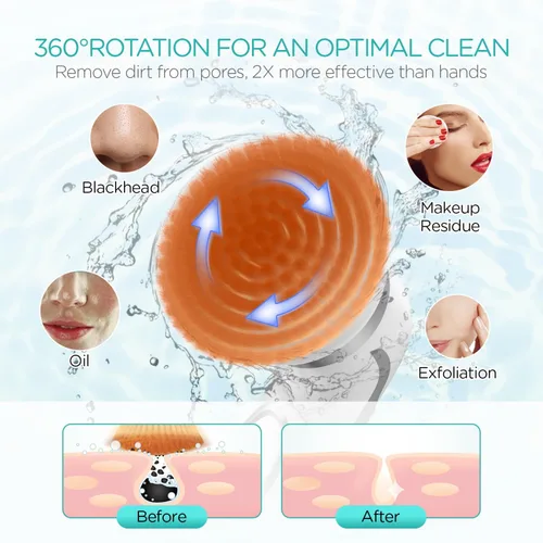 Miniatura 3 de VOGOE Cepillo de limpieza facial, exfoliante facial giratorio, recargable, rotación de 2 velocidades, cepillos eléctricos para limpieza y Gris