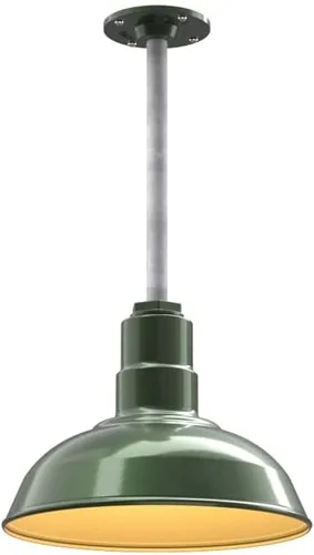 Miniatura 112 de Steel Lighting Co. El Segundo - Lámpara de granero Colgante montado en el techo Domo de 12 pulgadas Vástago de 12 pulgadas Luz de acero