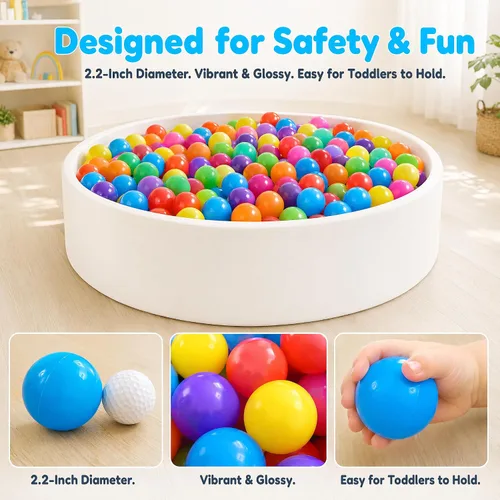 Miniatura 6 de Pelotas de 200/500/1000 unidades, bolas de plástico para pelotas de bebé, bolas coloridas sin BPA Morado