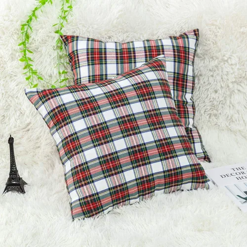 Miniatura 12 de Paquete de 2 fundas de almohada de cuadros rojos para decoración navideña, fundas de almohada a cuadros de búfalo, fundas de almohada de tartán