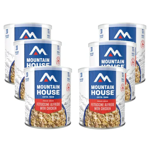 Mountain House Fettuccine Alfredo liofilizado con pollo #10 lata – 9 porciones por lata – Alimento enlatado de supervivencia de emergencia