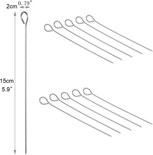 Miniatura 2 de Brocheta de acero inoxidable de 5.9 pulgadas para asar a la parrilla, palitos de cóctel, palillos de vidrio de Martini reutilizables, 50 piezas