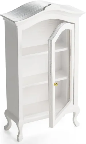 Miniatura 10 de Odoria 1/12 Miniature Curio Display Cabinet Accesorios para muebles de casa de muñecas, marrón