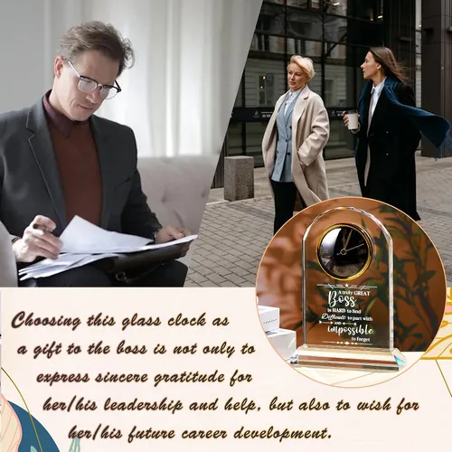 Miniatura 4 de Ornalrist Regalos de Jefe para Hombres y Mujeres Reloj de Cristal, Regalos para Jubilación Jefa Mujer - Regalo de Apreciación de Jefe para Hombres