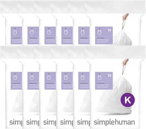 Miniatura 25 de simplehuman Forro para bote de basura de ajuste personalizado, 45 litros/12 galones, 20 unidades (paquete de 2)