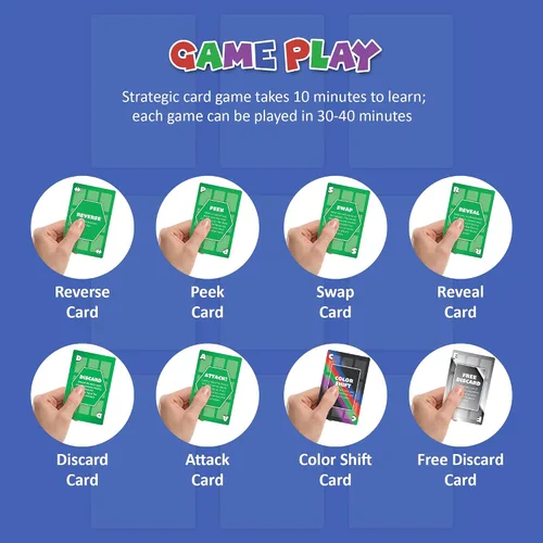 Miniatura 4 de Juego de cartas – Juego de cartas familiar – Diversión para niños, adolescentes y adultos – Ideal para 2 – 4 jugadores – para noche de juegos, noche