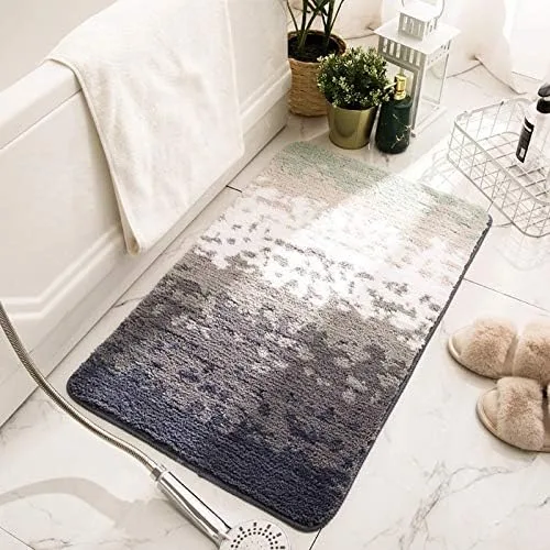 Miniatura 4 de Alfombra de baño simple flocada, absorbente, antideslizante, alfombra de área para bañera, ducha, dormitorio, lavable. 16 x 24 pulgadas