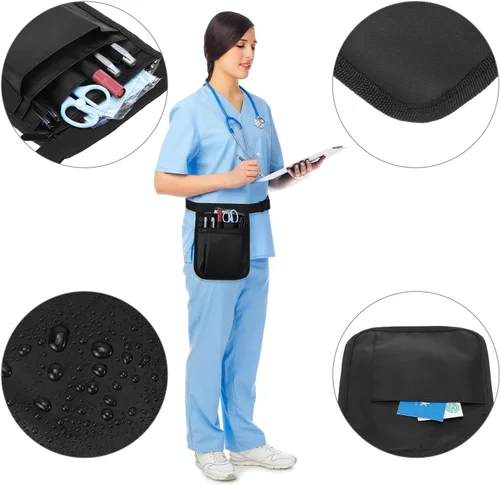 Miniatura 4 de QWORK Cinturón Organizador Médico, Bolsa de Almacenamiento para Enfermeras, Bolsa de Cintura Bolsillo para Tijeras Médicas Kit de Herramientas