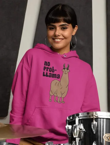 Miniatura 4 de Sudadera con capucha de llama No Prob-Llama divertida Alpaca Llamas para mujer
