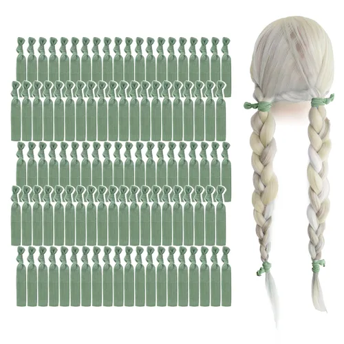 Miniatura 17 de MEEDEE Paquete de 100 lazos para el cabello, color negro, sin pliegues, nudos suaves para mujeres, sin daño, adecuado para colas de caballo, yoga