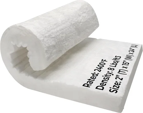 SIMOND STORE Manta de fibra de cerámica, 24 "x 15" x 2" de grosor, 2400F 8# densidad, aislamiento ignífugo para chimenea, estufa de leña, horno,